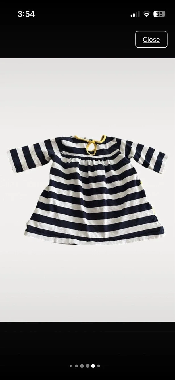 Florence Eiseman Baby Girls Nautical Stripe Flower Pocket Dress 12M